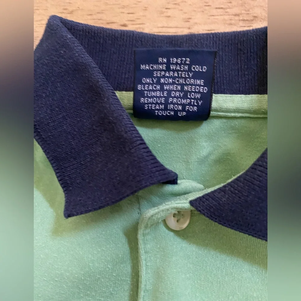 Vintage Polo Ralph Lauren Boys’ Sz 5 Green/Navy Cotton Jersey Polo Shirt‎